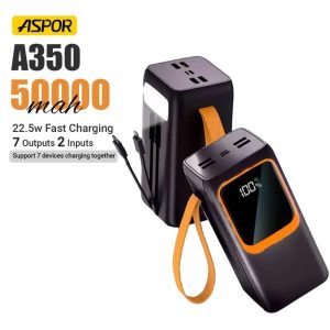 Aspor A350 50000mAh Power Bank - 22.5W Fast Charging with Flashlight