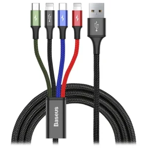 Baseus Fast 4-in-1 Cable For iP(2)+Type-C+Micro 3.5A 1.2m Black