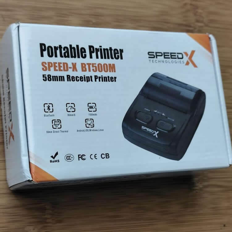 Box Packaging of SpeedX Bt500m Mini Thermal Printer for Raseed