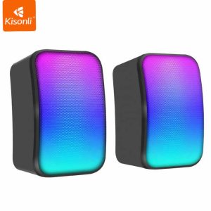 Kisonli X17 Speaker 2.0 Rgb Computer Speakers - Lights With Volume Control For Pc Or Laptop